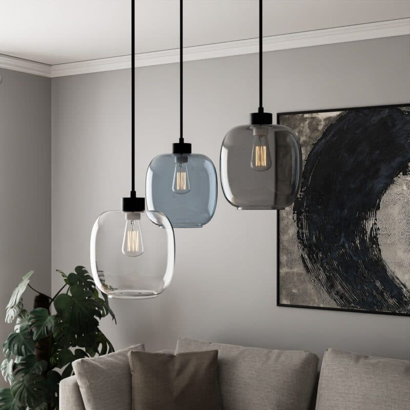 Liadomo Pendelleuchte Magellan in Transparent/Rauchglas/Blau Wohnbeispiel