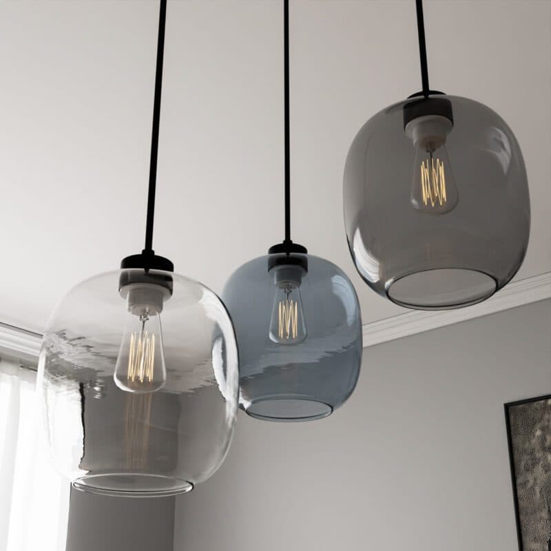 Liadomo Pendelleuchte Magellan in Transparent/Rauchglas/Blau Wohnbeispiel