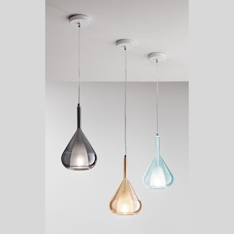 Fabas Luce Pendelleuchte Kit Luci Lila 1-flammig in Grau, Amber und Blau