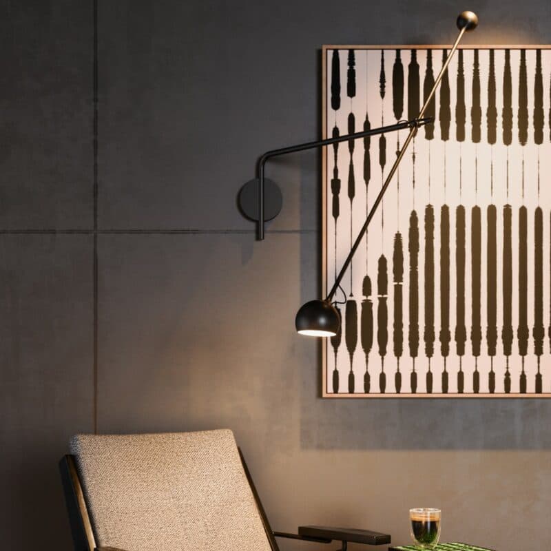 Artemide Wandleuchte Ixa L in Anthrazit Wohnbeispiel