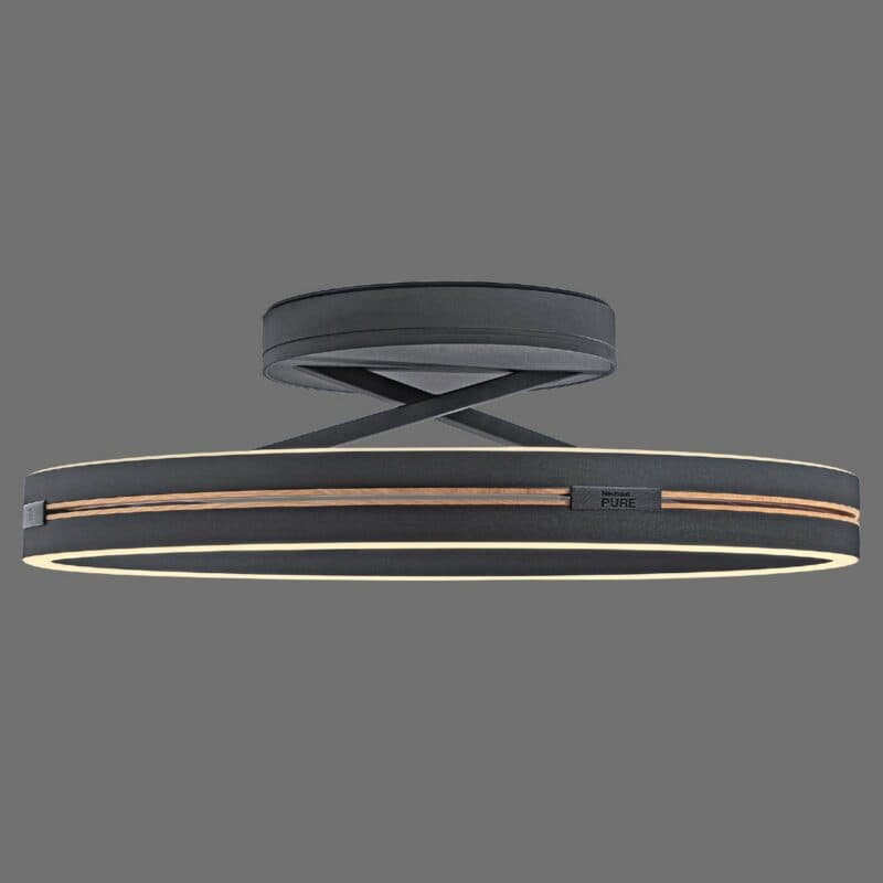 Paul Neuhaus Deckenleuchte Pure Loop in Schwarz matt/Eiche geölt