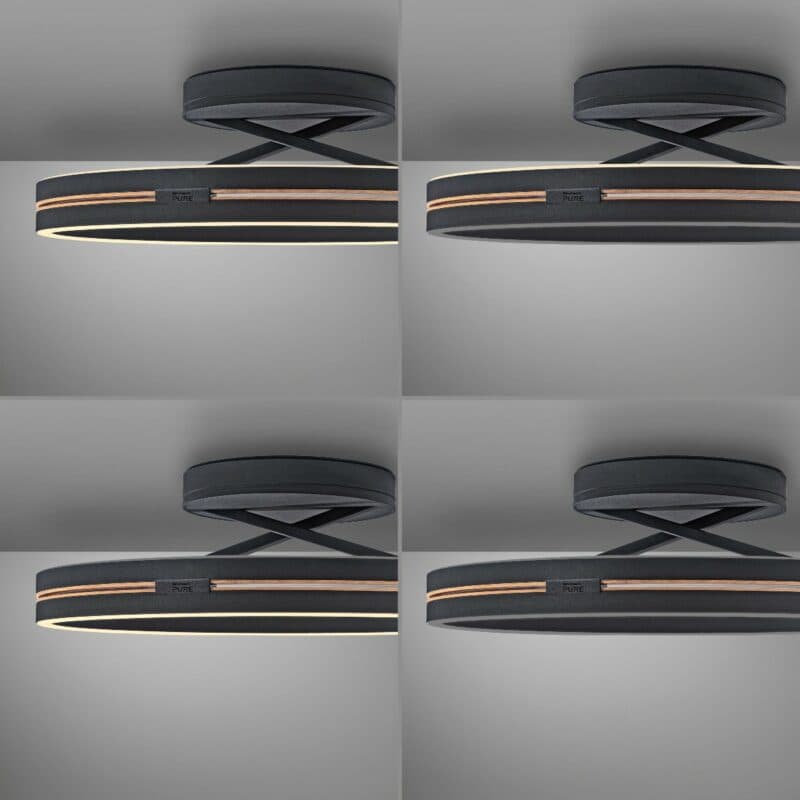 Paul Neuhaus Deckenleuchte Pure Loop in Schwarz matt/Eiche geölt Beispiel Oberlicht/Unterlicht