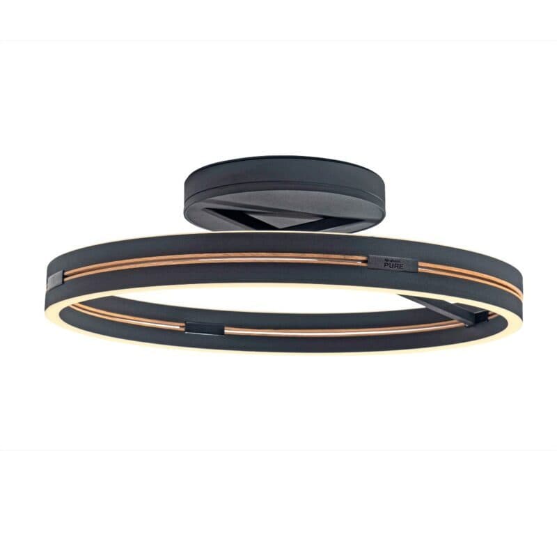 Paul Neuhaus Deckenleuchte Pure Loop in Schwarz matt/Eiche geölt