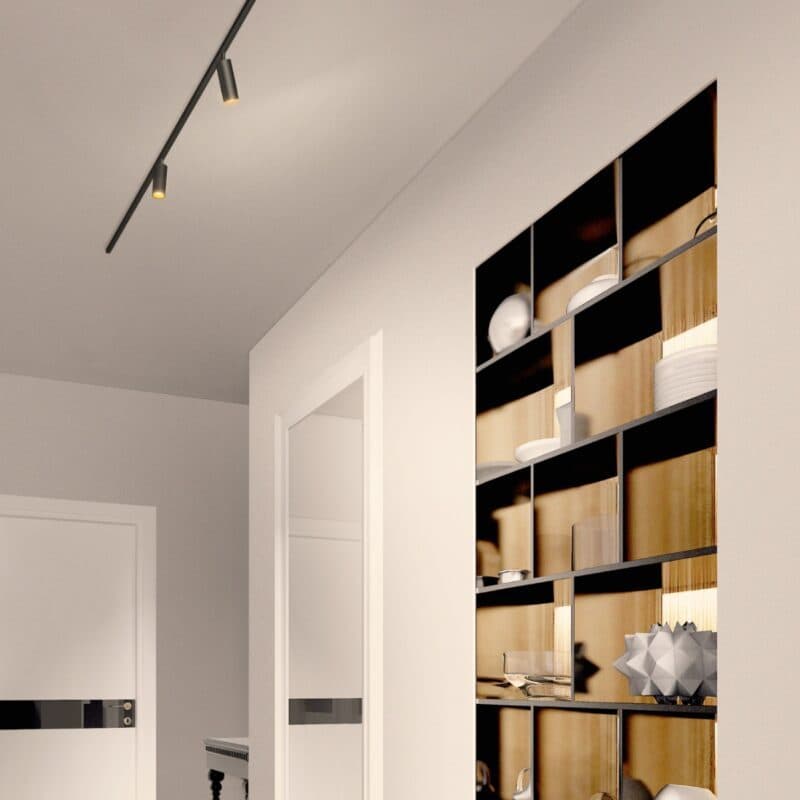 Bruck ALL-IN Schiene mit Fino LV Spots im Wohnbeispiel