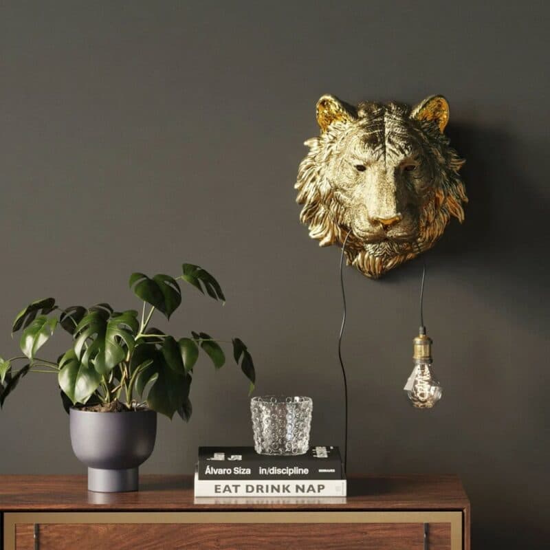 Kare Wandleuchte Animal Tiger Head Wohnbeispiel
