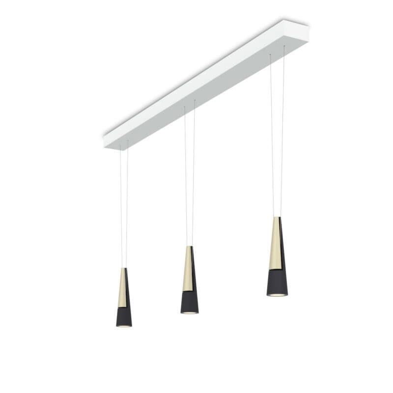 Oligo Leuchtensystem Slack-Line, Baldachin B-Three Weiß matt, Lichtmodul Cone in Basalt/Creme