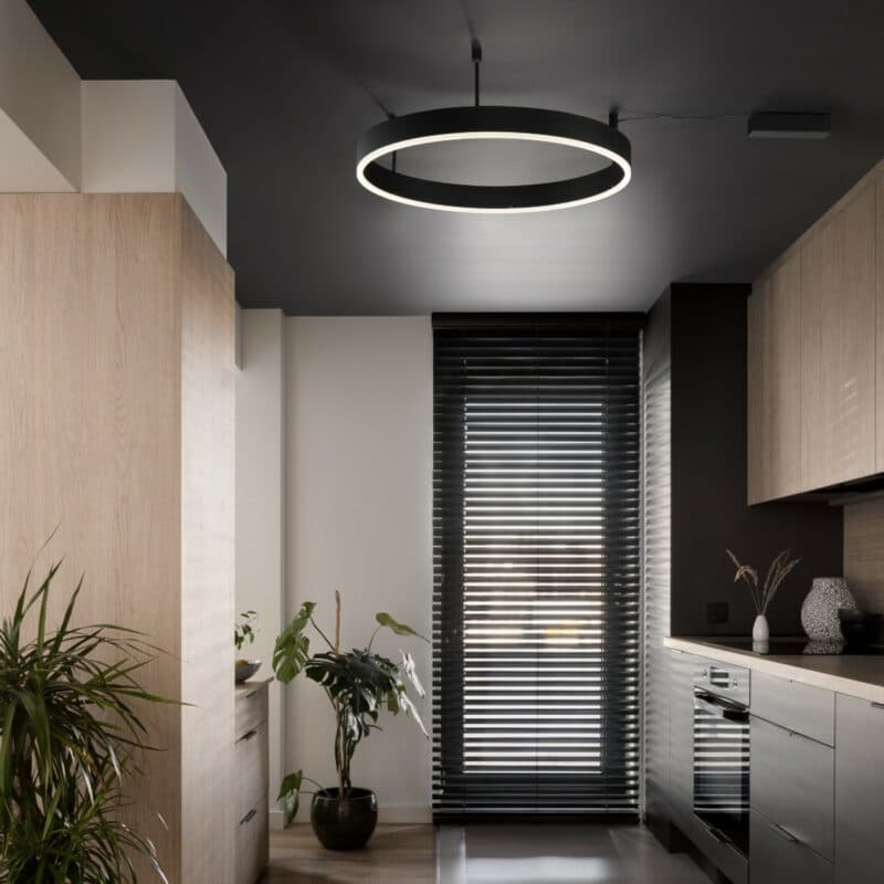 Nova Luce Deckenleuchte Motif in Schwarz mit 60 Wohnbeispiel