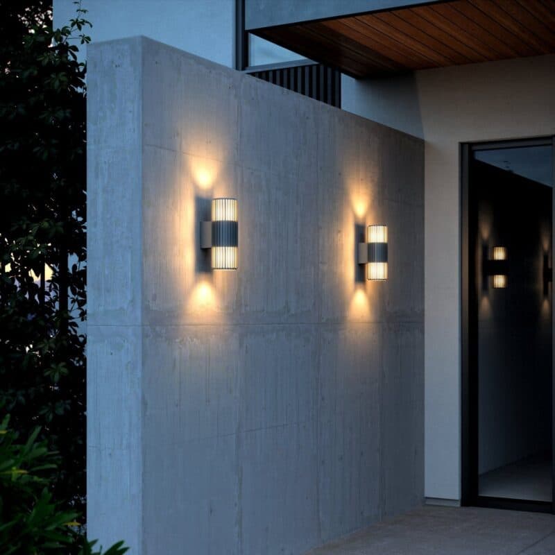 Nordlux Wandaußenleuchte Aludra double Seaside Anthracite Wohnbeispiel